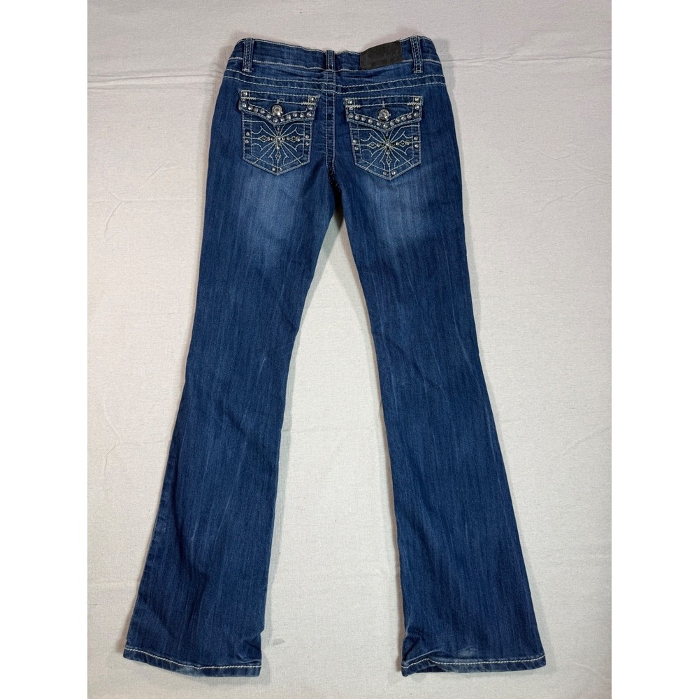 Soundgirl Womens Bootcut Jeans Size 5 Dark Wash Rhinestone Embellished Y2K Flare